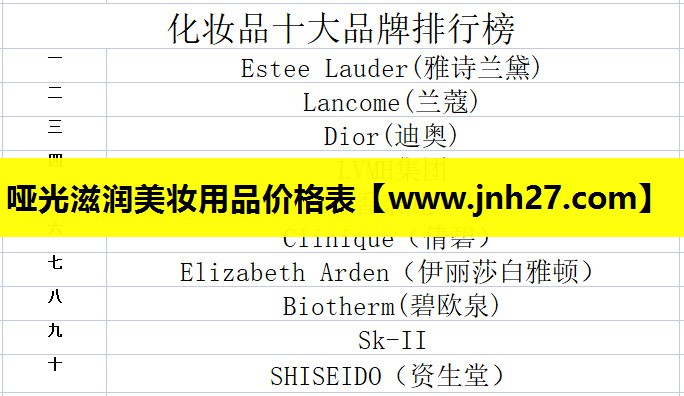 哑光滋润美妆用品价格表